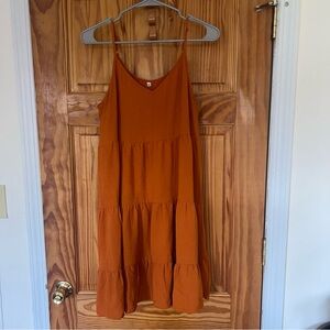 Summer Dresses Spaghetti Strap Swing Tiered Dress Cover Up | Size M